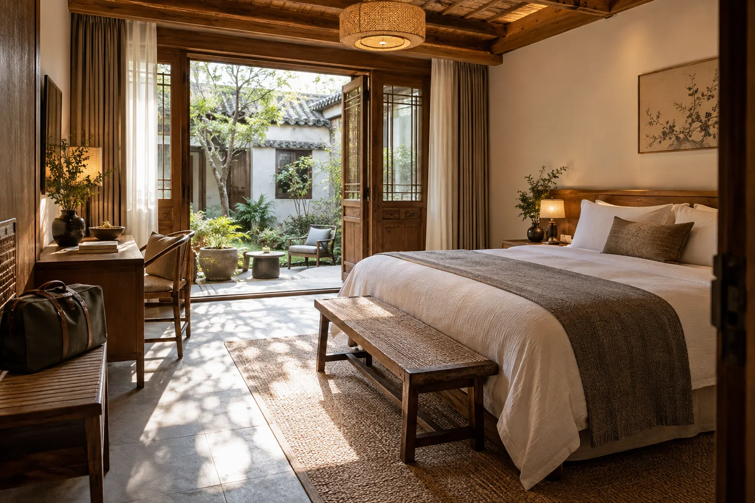 Warm guest room in a Beijing courtyard hotel